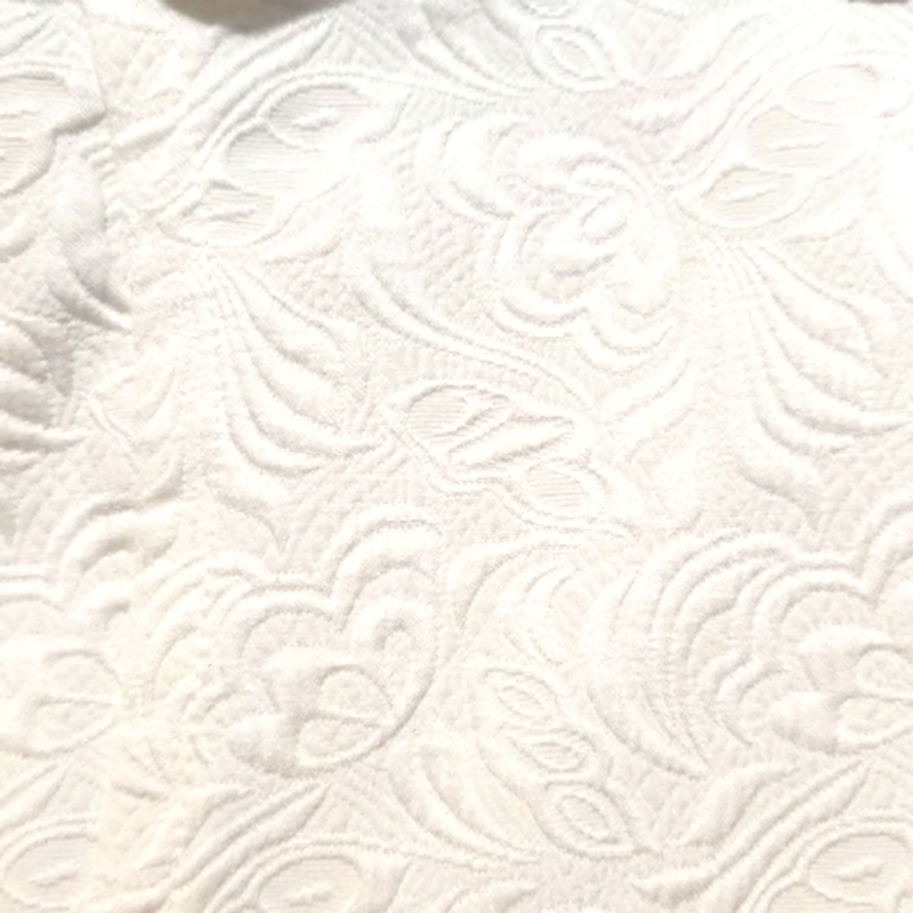 Ambition Vintage Chic Jacquard Ivory Cropped 3/4 Sleeve Blazer Jacket Size M - Picture 4 of 14